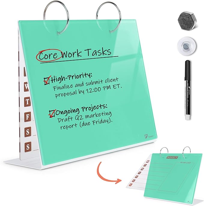 Desktop Glass Dry Erase & Acrylic Aesthetic Calendar Weekly to-do List Combo - Field & Grace