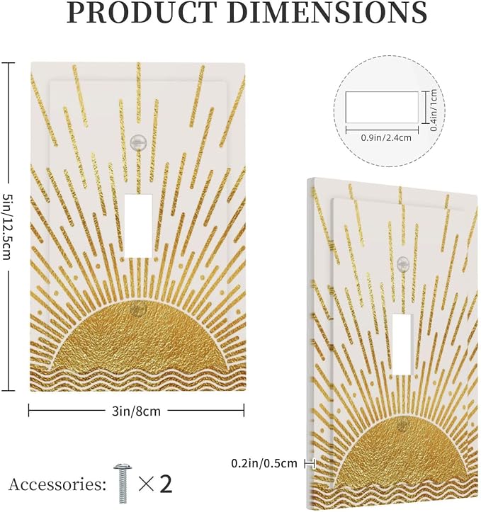 Mid Century Boho Golden Sun Sunrise Sunset Decorative Light Switch Cover 1 Gang - Image 5