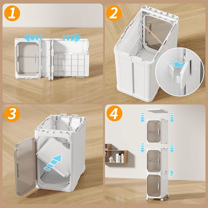KHNR 4-Tiers Slim Bathroom Storage Cabinet, Foldable Storage Cabinets, Narrow - Image 6