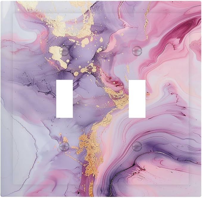 Decorative Switch Plates Pink Marble Abstract Purple Gold Texture 2 Gang Double by LightSwitchCover