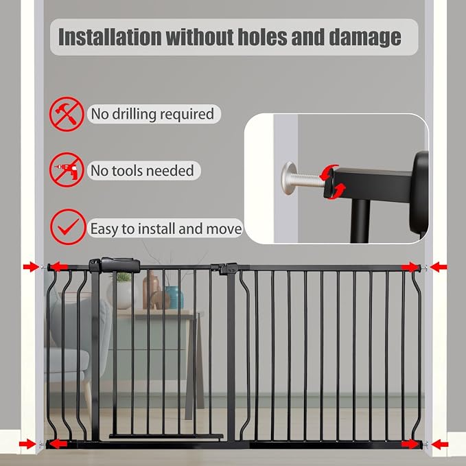 Heavy Duty Baby & Dog Safety Gate 86-104.7 Inch, Pressure Mounted No Drilling - Image 5