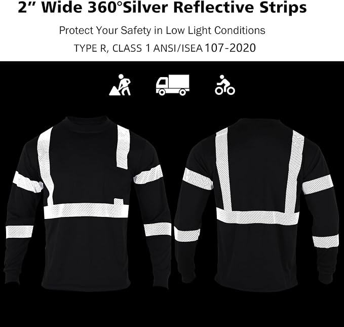VENDACE Safety Reflective High Visibility Long Sleeve Shirts ANSI Class 3 Hi - Image 5