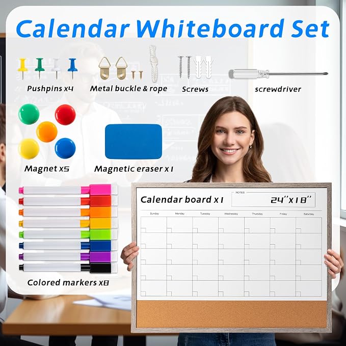 Dry Erase Calendar Whiteboard, Reusable Monthly Planner - Image 2