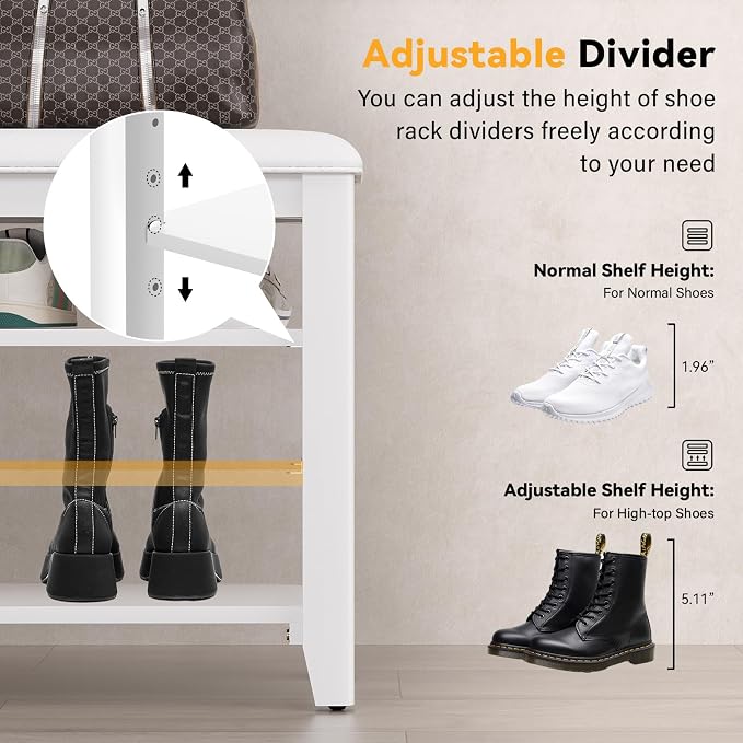 Shoe Bench Storage Rubberwood - Image 6
