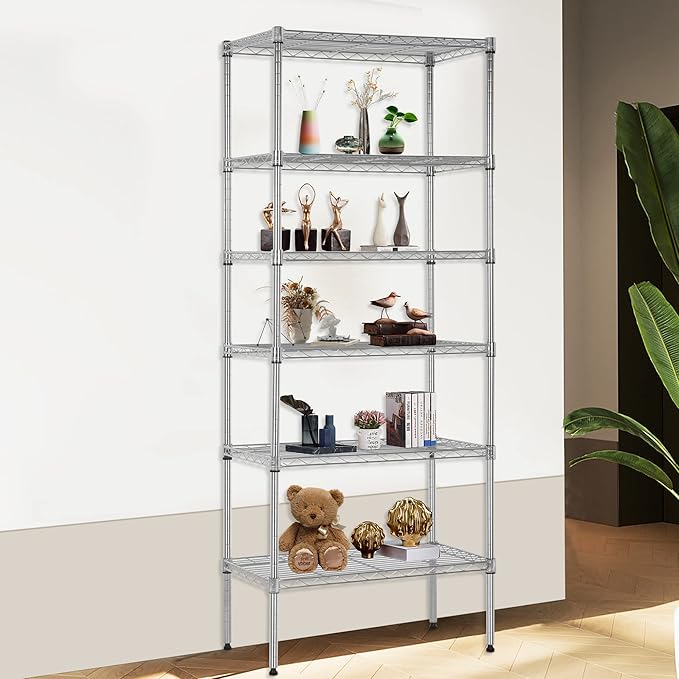 FDW 6 Tier Wire Shelving Units 23L x 13W x 59H Adjustable Metal Storage Rack - Image 2