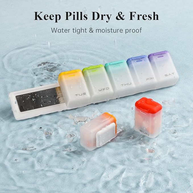 Weekly Pill Organizer Magnetic, Removable Pill Box 7 Day 1 Time a Day, Large - Image 4