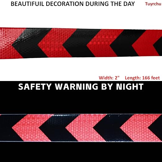 Red and Black Reflective Tape 2 inch X 166 feet, Outdoor Waterproof Hazard - Image 3