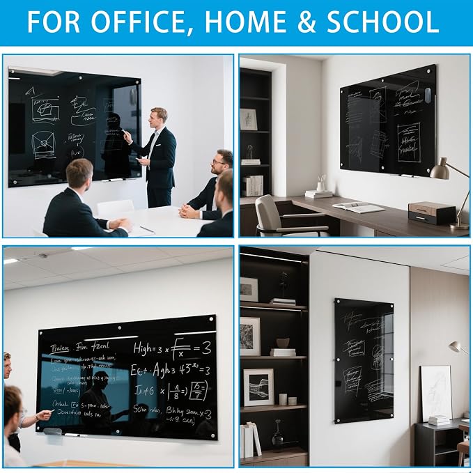 KIZZBY Black Glass Dry Erase Board - Image 7
