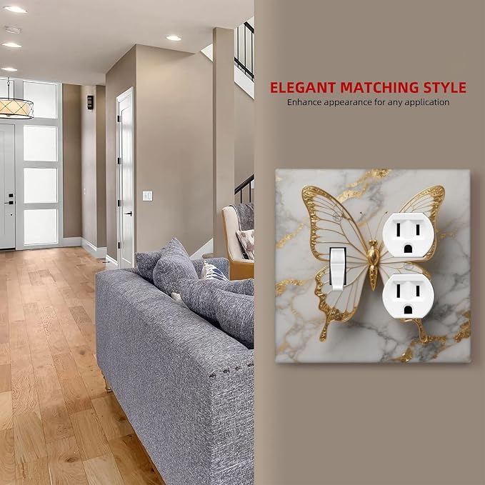 Gold Marble Shine Butterfly Abstract Modern Print Wallplates 1 Toggle 1 Duplex - Image 7