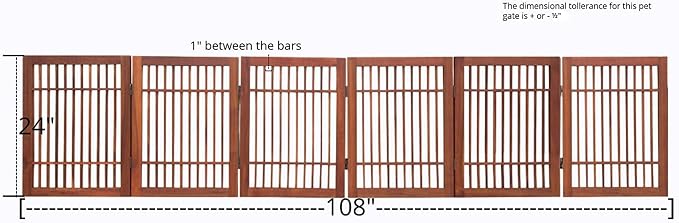 Pet Dog Gate Strong and Durable Freestanding Folding Acacia Hardwood Portable - Image 3