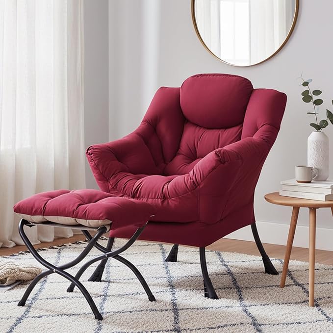 Lazy Chair with Ottoman, Modern Chair with Folding Footrest, Lounge Accent Chair - Image 9
