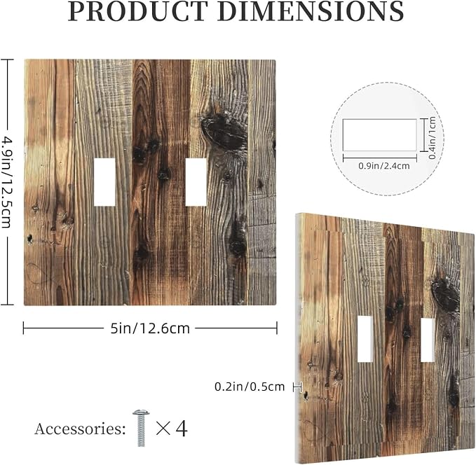 Barn Brown Wood Rustic Weathered Wood Print Decorative Switch Plates 2 Gang - Image 5