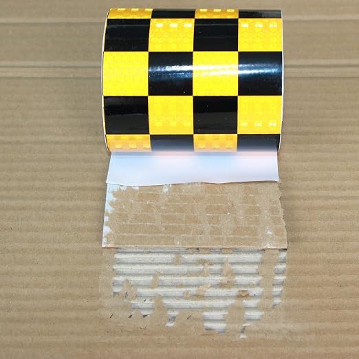 Yellow and Black Reflective Tape 4 inch X 10 feet, Outdoor Waterproof Hazard - Image 2