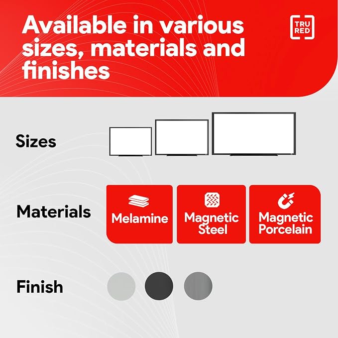 TRU RED Steel Magnetic Whiteboard | Dry Erase Board - Image 7