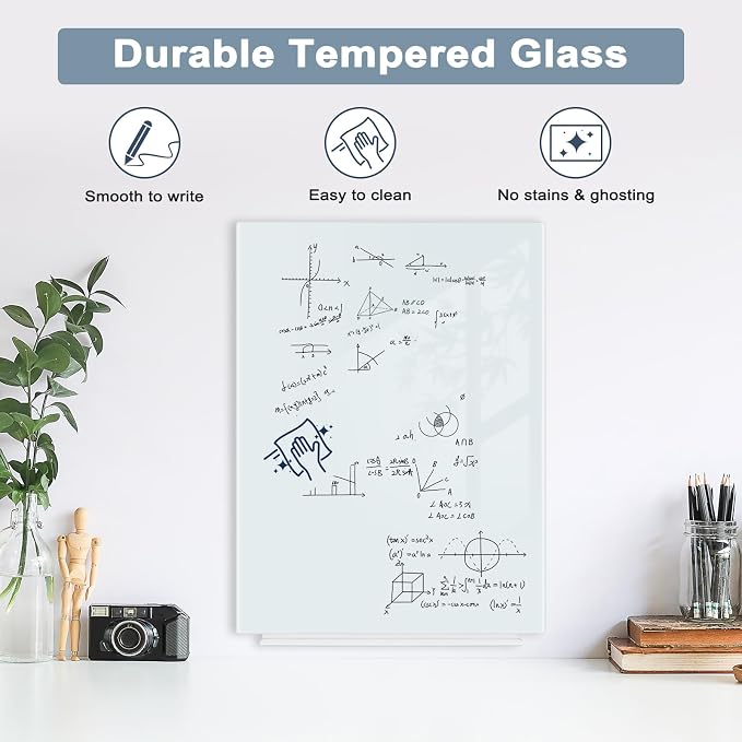 Magnetic Glass Whiteboard for Wall, Large Frameless White Board for Home and - Image 2