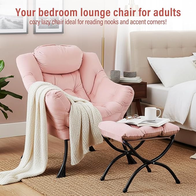 Lazy Chair with Ottoman, Modern Chair with Folding Footrest, Lounge Accent Chair - Image 3