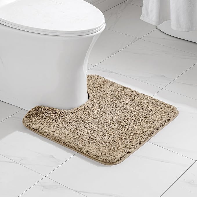 MIULEE Microfiber Toilet Bath Mat U-Shaped Contour Shaggy Bathroom Rugs Non - Image 7