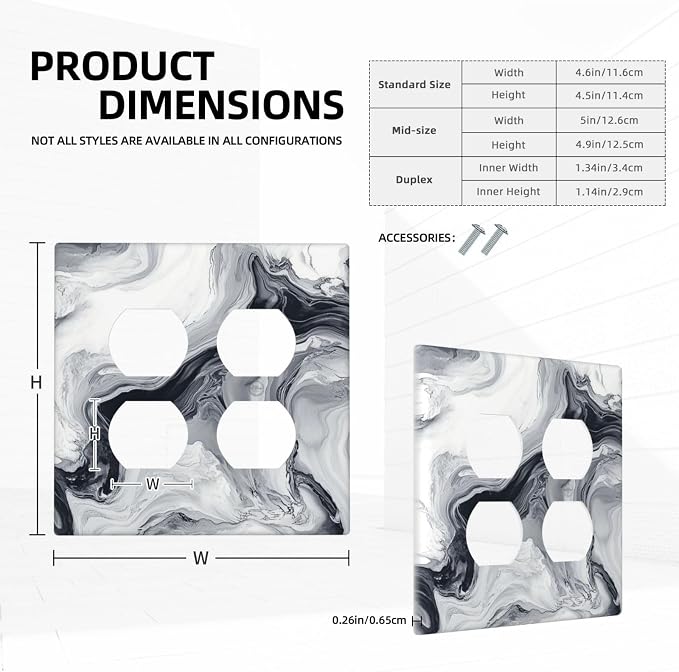 Abstract Marble Ink Texture Grey Marble Print Outlet Covers 2 Gang Double - Image 5