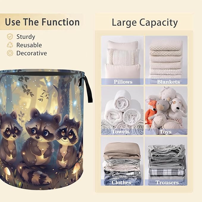 Cute Raccoon Laundry Basket Hamper - Image 4