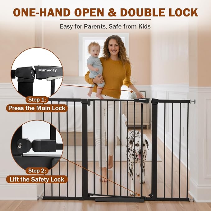 Mumeasy 29.7-57" Extra Wide Baby Gate, Auto Close Large Dog Gate - Image 5