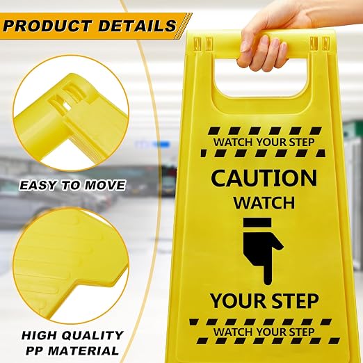 3 Pcs Caution Watch Your Step Sign Safety Double Sided Floor Heavy Duty Plastic - Image 4
