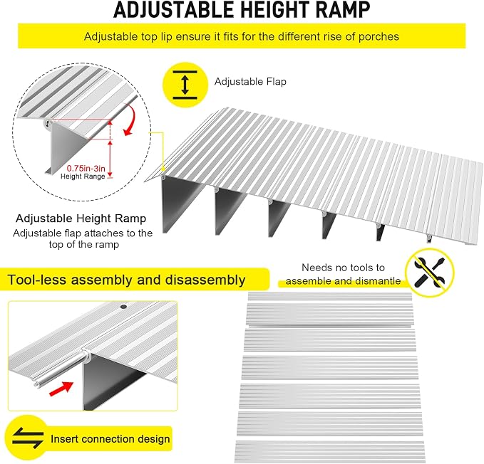 Door Threshold Ramp 6" Rise Door Ramp Aluminum Entry Ramp or Doorways Rated 800 - Image 5