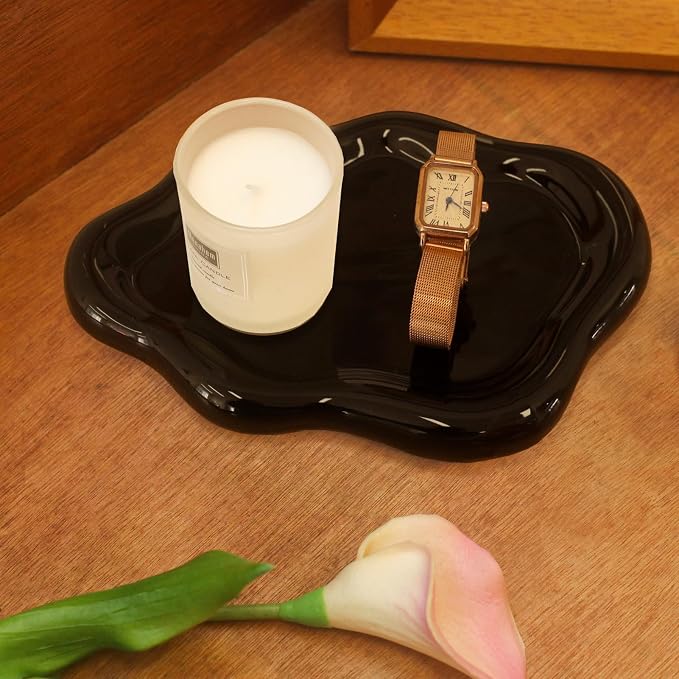 Ceramic Jewelry Tray Trinket Dish, Decorative Cloud Vanity Key Tray by CCINPPYJEWELRYACCESSORIES