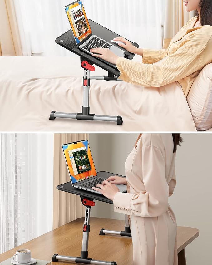 SAIJI Laptop Bed Tray Table, Adjustable Home Office Standing Desk Portable - Image 3
