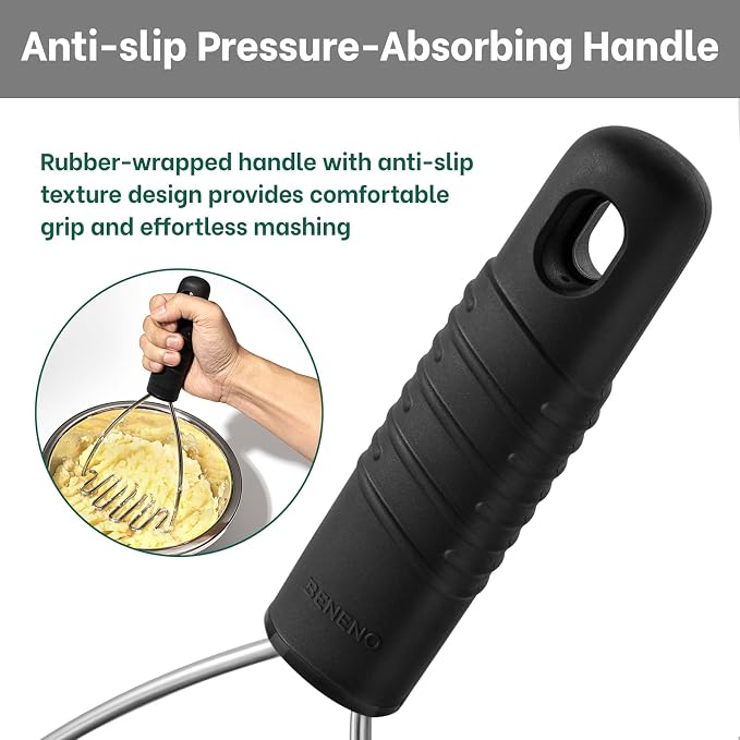 Beneno Stainless Steel Wire Potato Masher, Heavy Duty Sturdy Easy Grip Masher - Image 5