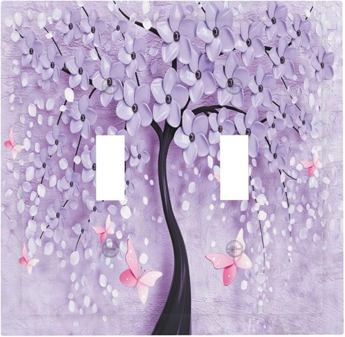 Light Switch Cover 3D Purple Tree 2 Gang Wall Plate Double Light Switch Plate by Spshian
