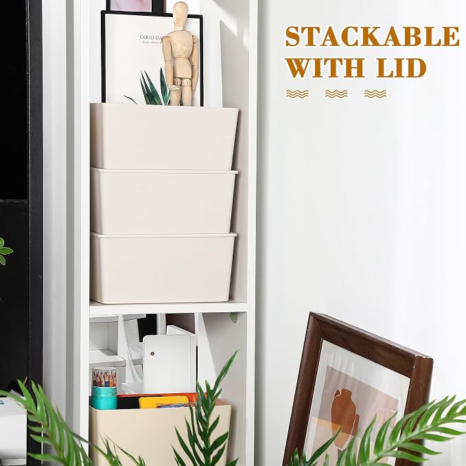 Menkxi 4 Pcs Storage Bins with Lids Plastic Stackable Containers - Image 6