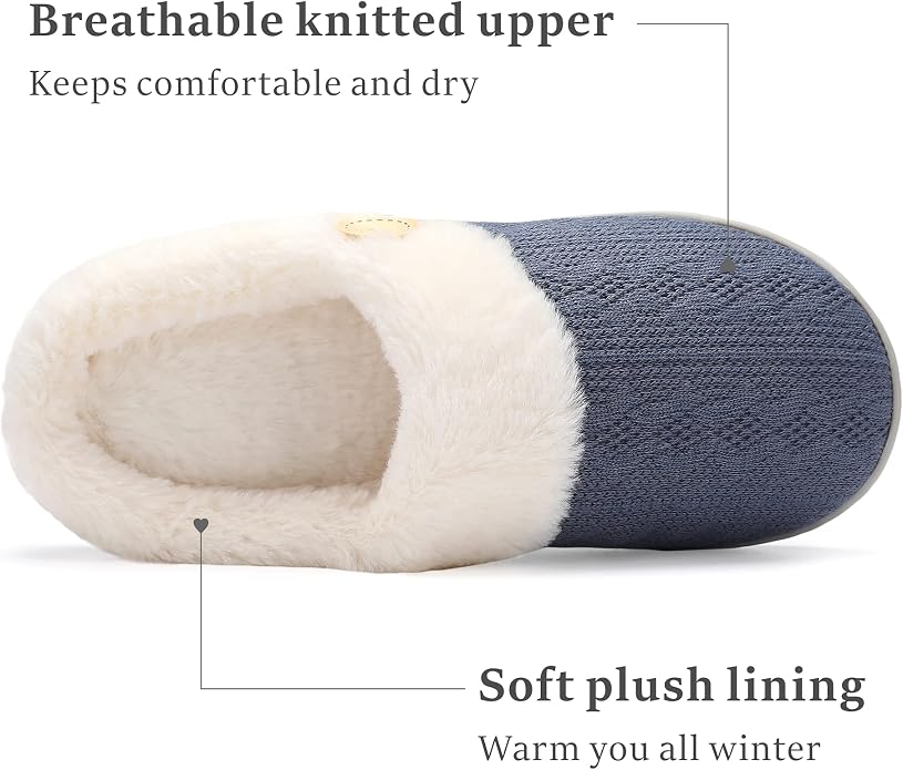 Chantomoo Womens Slipper Warm Comfy Memory Foam House Slippers Knitted Shoes - Image 3
