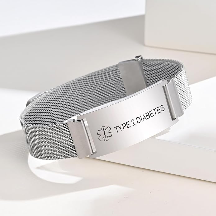 VNOX Medical Alert Id Bracelet for Men Women, Custom Engraving Adjustable - Image 6