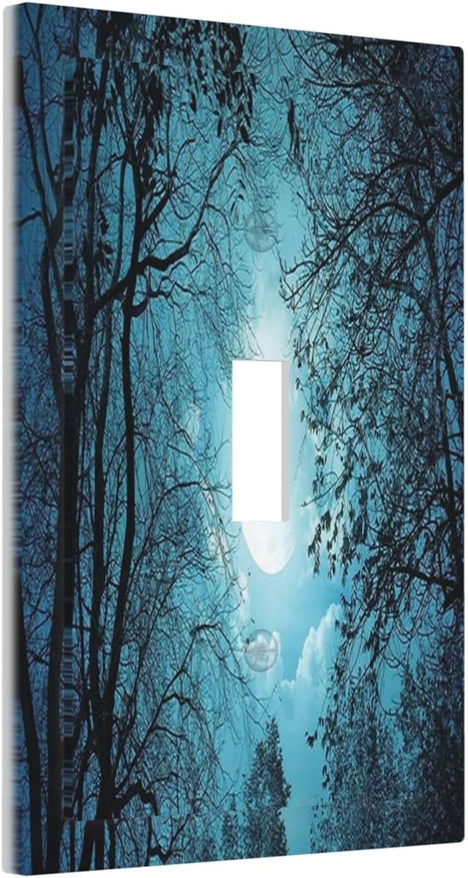 Light Switch Cover Teal Full Moon Forest 1 Gang Wall Plate Cover Turquoise - Image 2