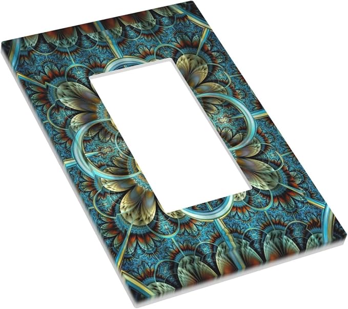 Outlet Covers Boho Fractal Mandala 1 Gang Wall Plate Single Rocker Light Switch - Image 3