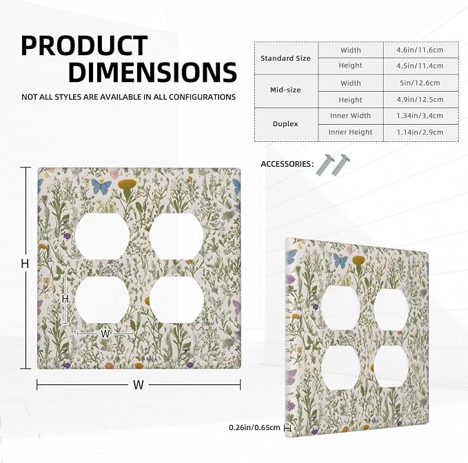 Floral Vintage Garden Plants Herbs Flower Botanical Outlet Covers 2-Gang Duplex - Image 5