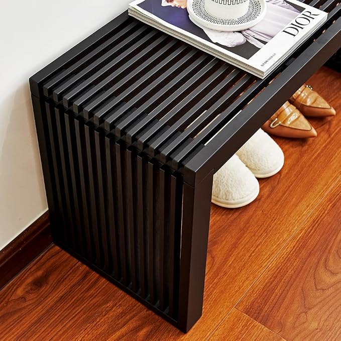 Versatile Wooden Slatted Bench - Image 4