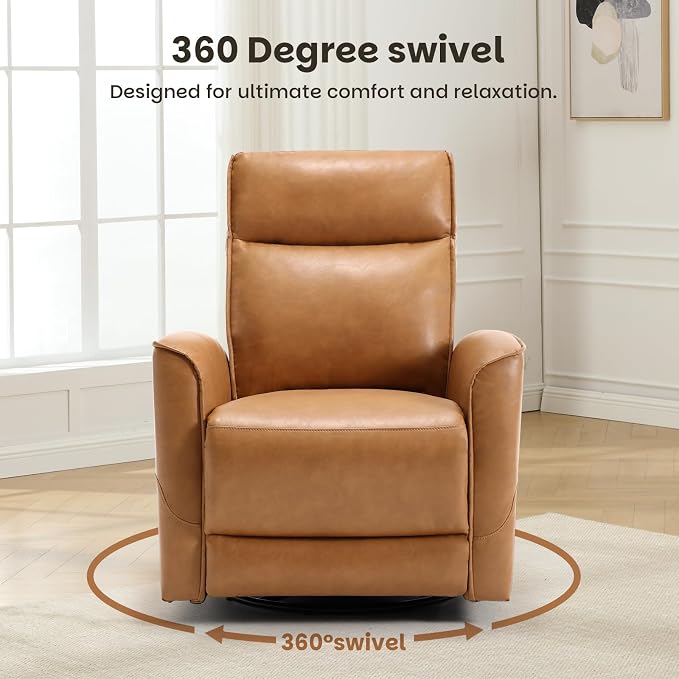 CANMOV Leather Recliner Chair, Swivel Rocker Recliner Chair, 360°Swivel Nursery - Image 7