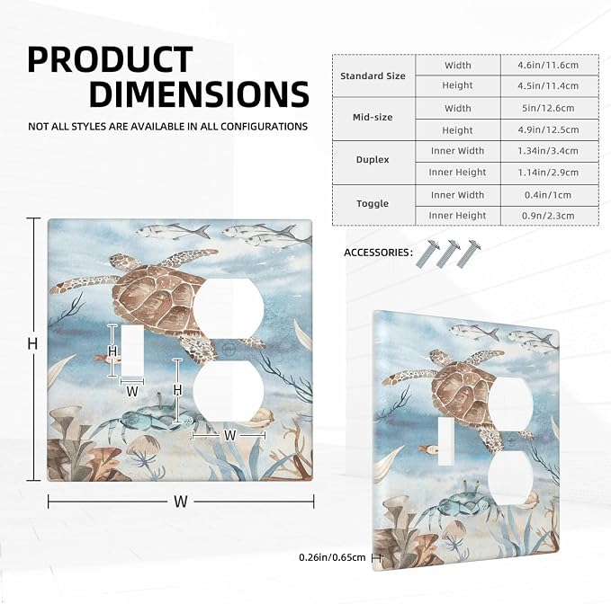Wallplates Sea Turtle Coral Reef Nauticaltheme 1 Toggle 1 Duplex Switch Plate - Image 5