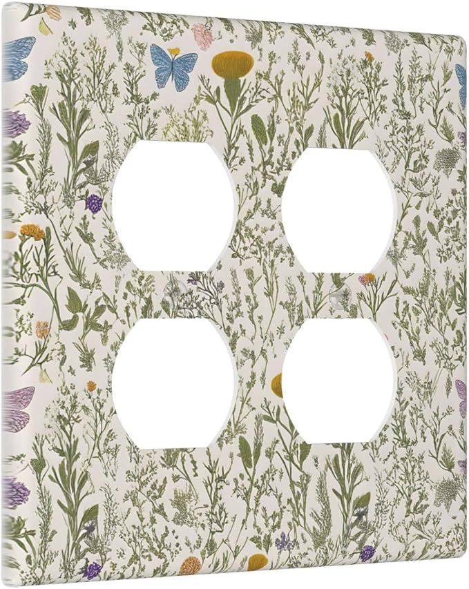 Floral Vintage Garden Plants Herbs Flower Botanical Outlet Covers 2-Gang Duplex - Image 2