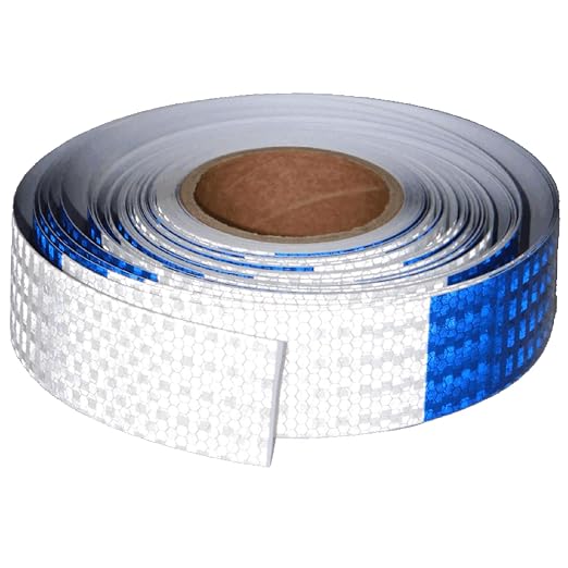 Reflective Tape Blue and White 2 inch X 166 feet, Outdoor Waterproof Hazard by tuyrchu