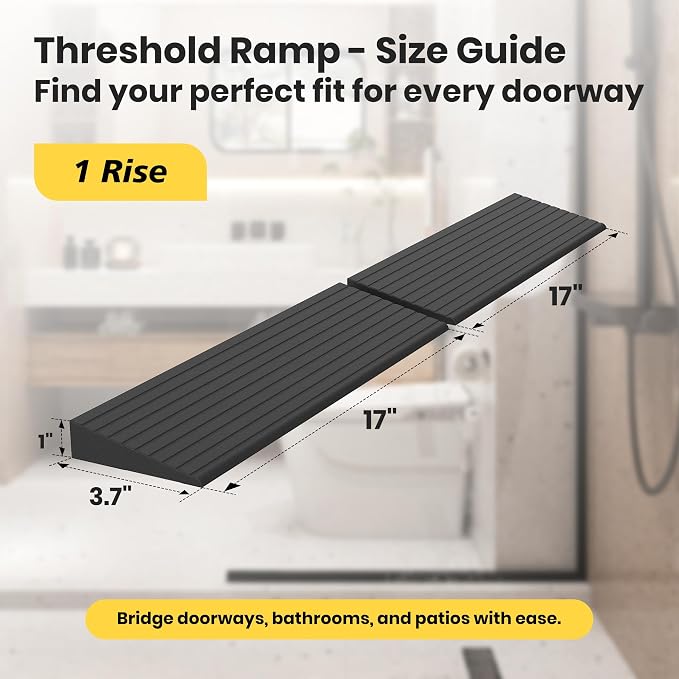 1" H Rubber Threshold Ramps for Doorways, Door Threshold Ramp, Access Ramps for - Image 2