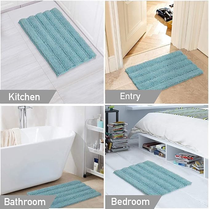 Turquoize Chenille Bath Rugs Shaggy Non Slip Bath Mat 24 x 36 Aqua Haze Extra - Image 6