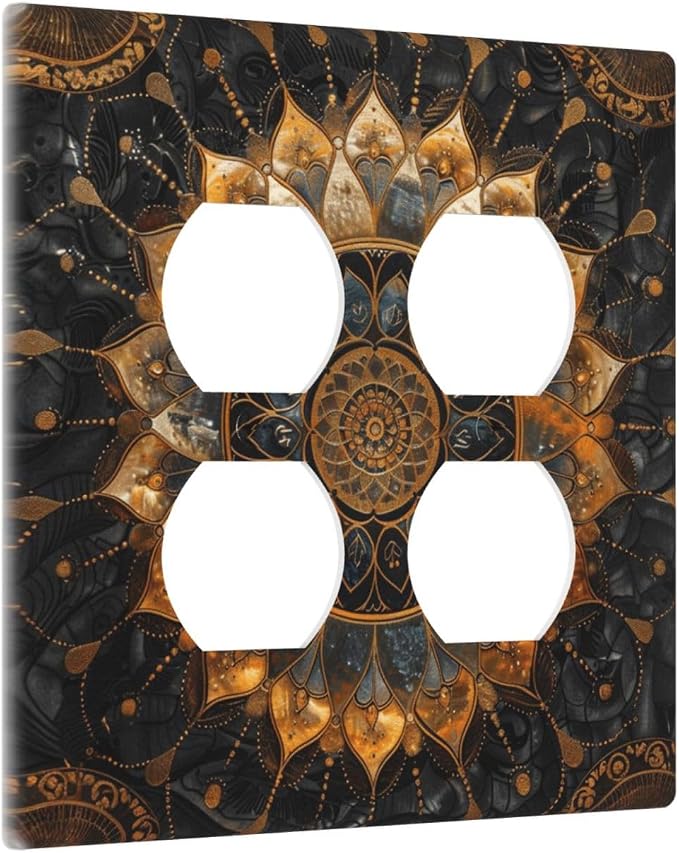 Cool Colorful Mandal Flowers Boho Floral Outlet Covers 2 Gang Double Duplex - Image 2