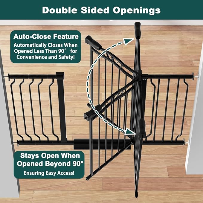 29.53"-33.85" Mornyray Auto-Close Baby Gate Extra Wide, Pressure Mounted Dog & - Image 5