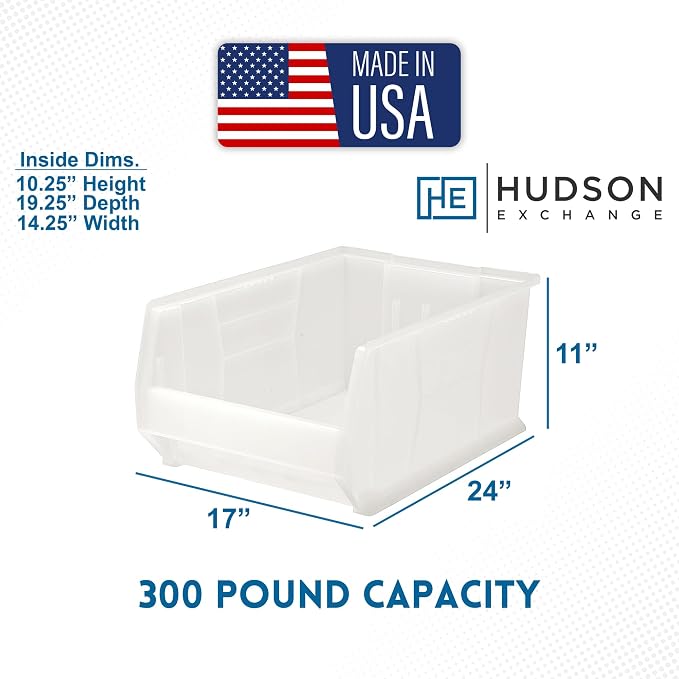 Hudson Exchange 24x17x11" Jumbo Plastic Stackable Storage Bin and Hanging - Image 2