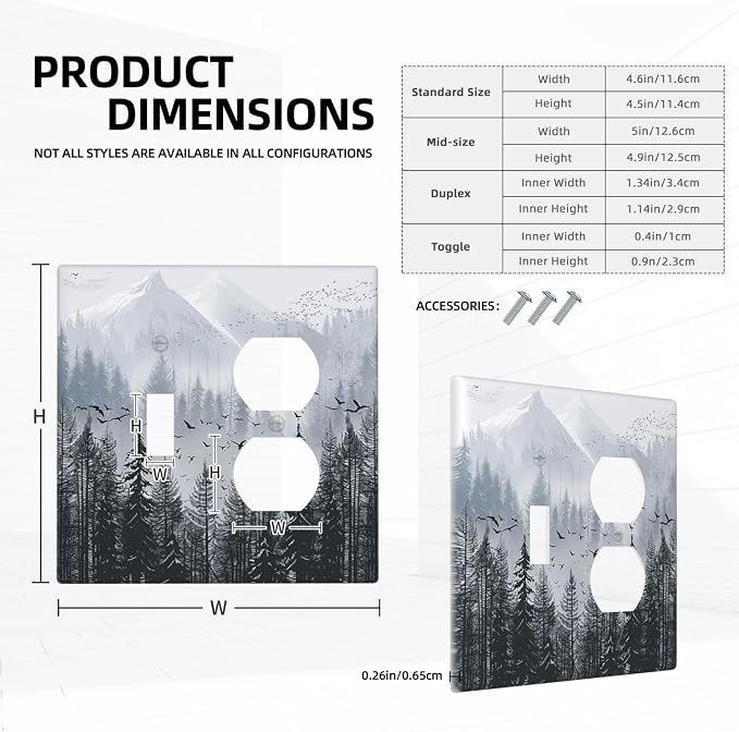 Misty Forest Nature Tree Mountain Birds Wallplates 1 Toggle 1 Duplex Switch - Image 5
