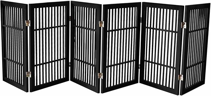 Pet Dog Gate Strong and Durable Freestanding Folding Acacia Hardwood Portable by Urnporium