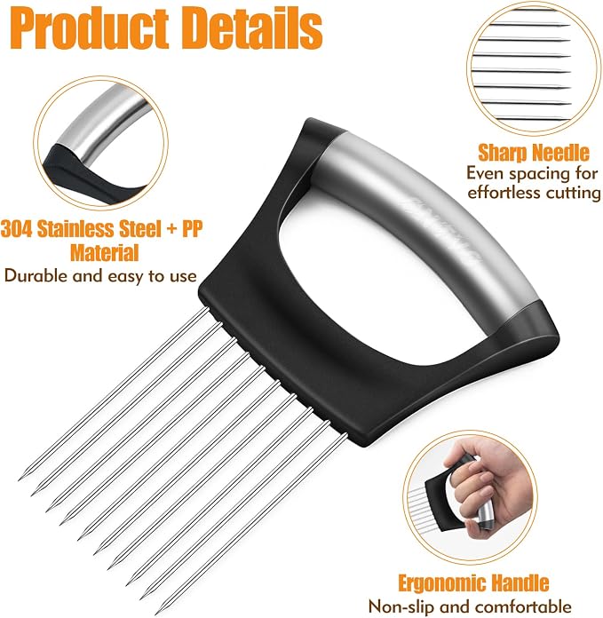 Onion Holder for Slicing, Stainless Steel Onion Slicer, Onions Slicer Holder - Image 3