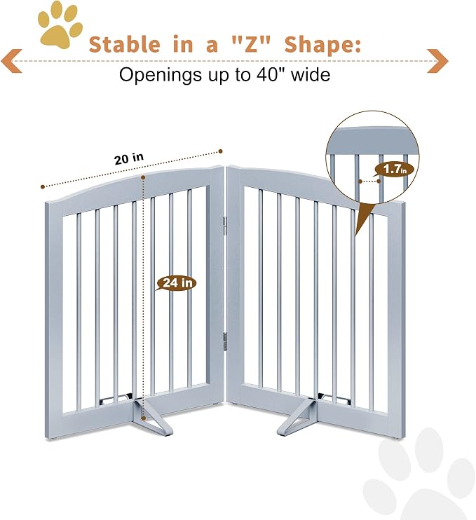 Freestanding Pet Gate for Dogs, Foldable Wooden Dog Gate for House, Indoor Pet - Image 5